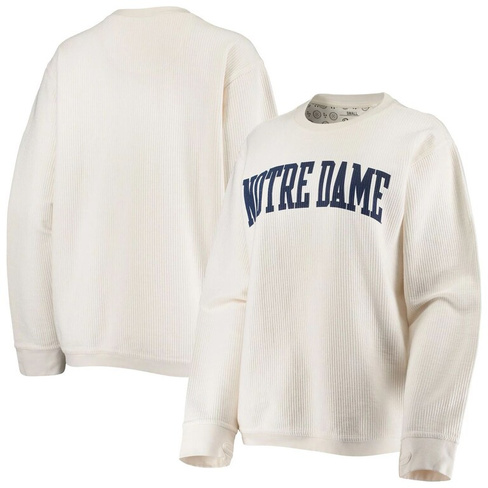 Женский свитер Pressbox, белый, удобный вельветовый свитер Notre Dame Fighting Irish в винтажном стиле, базовый пуловер