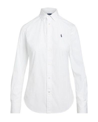 Женская базовая рубашка с контрастным логотипом Polo Ralph Lauren, белый