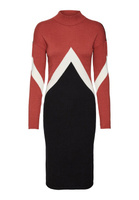 Платье Vero Moda VMNANCY BLOCK O NECK DRESS, красная охра/береза/черный