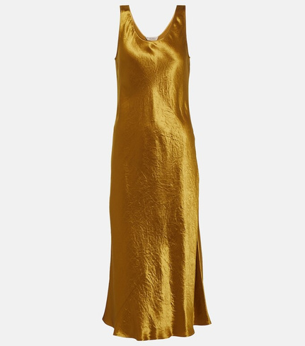 Атласное платье-комбинация leisure talet Max Mara, желтый