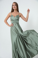 Женское мятно-зеленое атласное длинное вечернее платье с веревочным ремнем и поясом на талии и выпускное платье Lafaba,