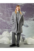 Şahika Ercümen X — двубортное плюшевое пальто на пуговицах Koton, серый
