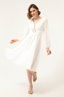 Женское расклешенное вечернее платье с поясом из белого камня Lafaba, белый