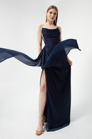 Женское темно-синее вечернее платье с блестками и драпировкой на груди Lafaba, темно-синий