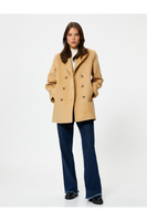 Пальто Stash, двубортный карман на пуговицах, детализированный Koton, коричневый