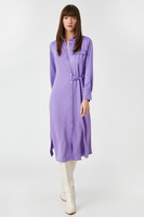 Платье-рубашка длины миди с карманом и поясом Koton, фиолетовый