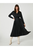 Платье-рубашка длины миди со складками Koton, черный
