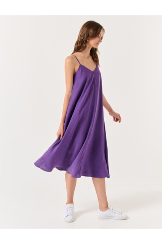 Пурпурное платье-миди свободного кроя с V-образным вырезом и бретелями Jimmy Key, фиолетовый