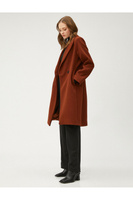Длинное кашемировое пальто, двубортное, на двух пуговицах, с карманами Koton, коричневый