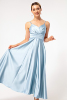 Женское атласное вечернее платье миди голубого цвета с веревочным ремнем и поясом на талии и выпускное платье Lafaba, си