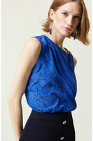 Limited Блуза с круглым вырезом Saks с узором Network, темно-синий