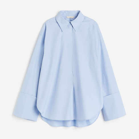 Рубашка H&M Oversized with Wide Cuffs, голубой