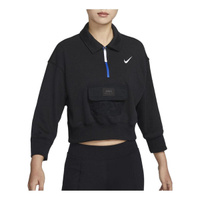 Куртка (WMNS) Nike Sportswear City Utility French Terry Polo Jacket 'Black', черный