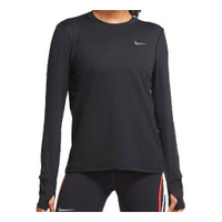 Футболка (WMNS) Nike Sports Running Round Neck Solid Color Long Sleeves Black T-Shirt, черный