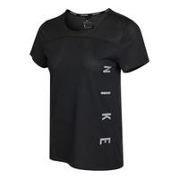 Футболка (WMNS) Nike Dri-FIT Reflective Logo Printing Quick Dry Breathable Sports Short Sleeve Black T-Shirt, черный