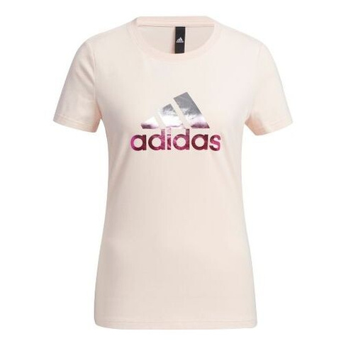 Футболка (WMNS) Adidas Fi Tee Foil Casual Sports Round Neck Short Sleeve Pink Tin T-Shirt, розовый