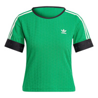Футболка (WMNS) adidas originals SS23 adicolor 70s Knit T-Shirt 'Green', зеленый