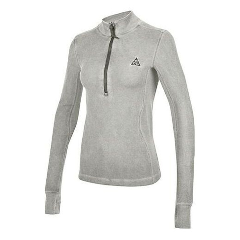 Футболка (WMNS) Nike Acg Steeple Rock Half Zipper Slim Fit Long Sleeves Gray T-Shirt, серый