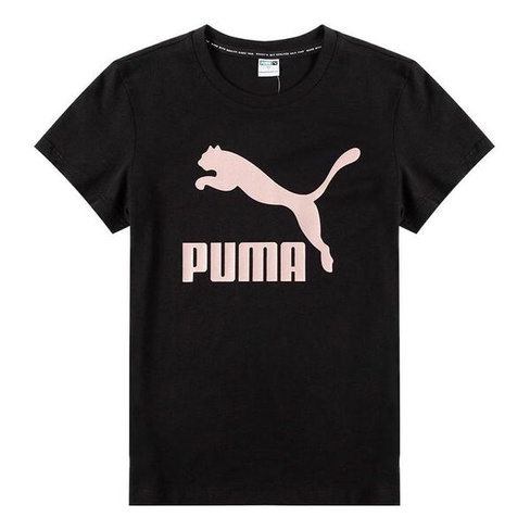 Футболка (WMNS) PUMA Classics Logo Tee Big Logo Printing Sports Short Sleeve Black, черный