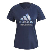 Футболка (WMNS) adidas Pfo Gpx Tee W Contrasting Colors Logo Printing Sports Short Sleeve Navy Blue T-Shirt, синий