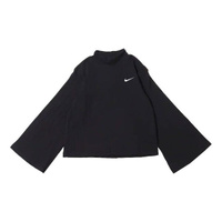 Футболка (WMNS) Nike Sportswear ribbed Knit High Collar Long Sleeves Knit Long Sleeves Black, черный