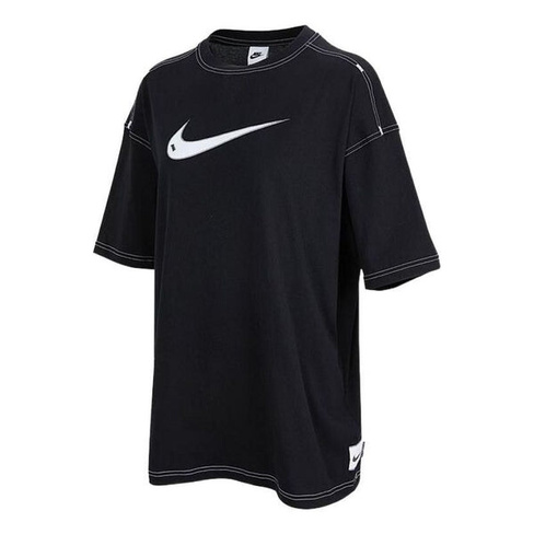 Футболка (WMNS) Nike SS22 Logo Printing Casual Round Neck Short Sleeve Black T-Shirt, черный