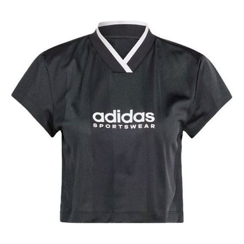 Футболка (WMNS) adidas Tiro Colorblock Crop T-Shirt 'Black', черный