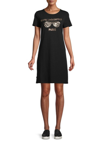 Платье-футболка с пайетками Karl Lagerfeld Paris, цвет Black Silver
