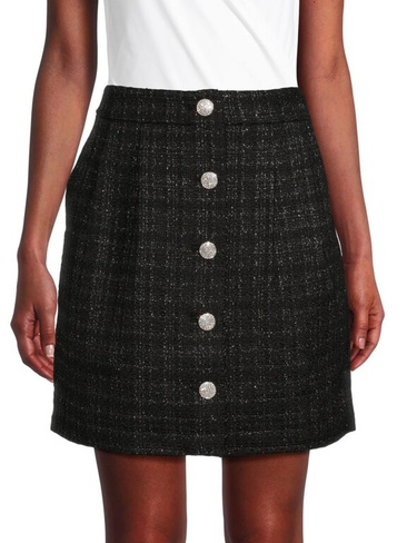 Твидовая мини-юбка с эффектом металлик Karl Lagerfeld Paris, цвет Black Silver