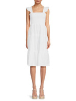 Многоярусное платье из смесового льна со сборками Saks Fifth Avenue, белый
