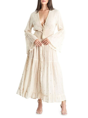 Платье мидакси с люверсами и кисточками La Moda Clothing, белый