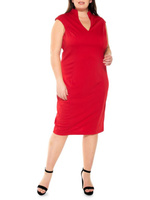 Платье-миди плюс с V-образным вырезом Alexia Admor, цвет Brick Red