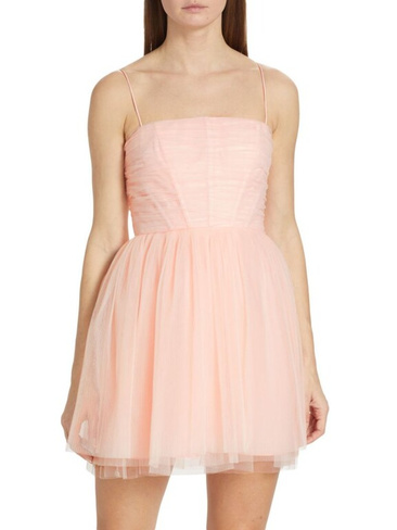 Мини-платье из тюля Babydoll Ml Monique Lhuillier, цвет Sweet Pink