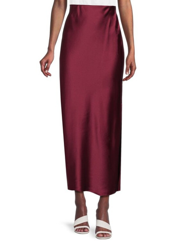 Атласная макси-юбка с разрезом по бокам Renee C., цвет Burgundy