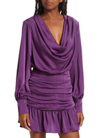 Атласное мини-платье с драпировкой Camilla Ramy Brook, цвет Vivid Purple