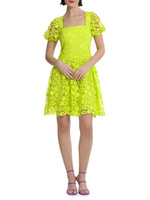 Кружевное мини-платье с пышными рукавами Donna Morgan, зеленый
