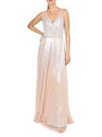 Плиссированное платье с эффектом металлик и эффектом омбре Rene Ruiz Collection, цвет Champagne