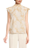 Двухцветная блузка с рюшами Calvin Klein, цвет White Beige