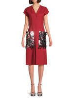 Платье миди из смесового шелка с украшением Bottega Veneta, цвет China Red