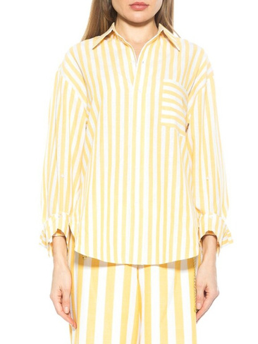 Хлопковая рубашка в полоску Tammi на пуговицах Alexia Admor, цвет Yellow Stripe