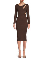 Платье-свитер миди с вырезами Lea & Viola, коричневый