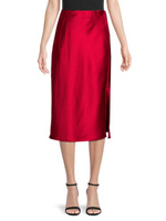 Атласная юбка-миди с высоким разрезом Renee C., красный