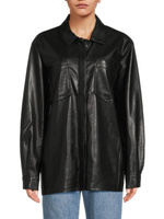 Куртка-рубашка из искусственной кожи со спилком Good American, черный