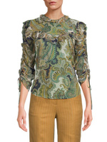 Шелковая блузка Howell с пейсли Veronica Beard, цвет Green Multicolor