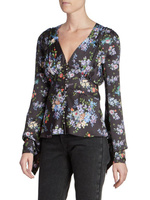 Многослойная блузка с манжетами с цветочным принтом Paco Rabanne, черный