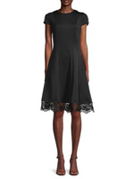 Платье А-силуэта с кружевной отделкой Donna Ricco, черный