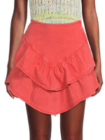 Асимметричная мини-юбка с рюшами Mother, цвет Hot Coral