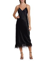 Платье-комбинация мидакси с перьями ворона Cami Nyc, черный