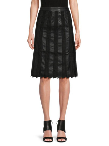 Плиссированная юбка из искусственной кожи и искусственной замши Donna Karan, черный