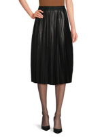 Плиссированная юбка-миди из искусственной кожи Calvin Klein, черный